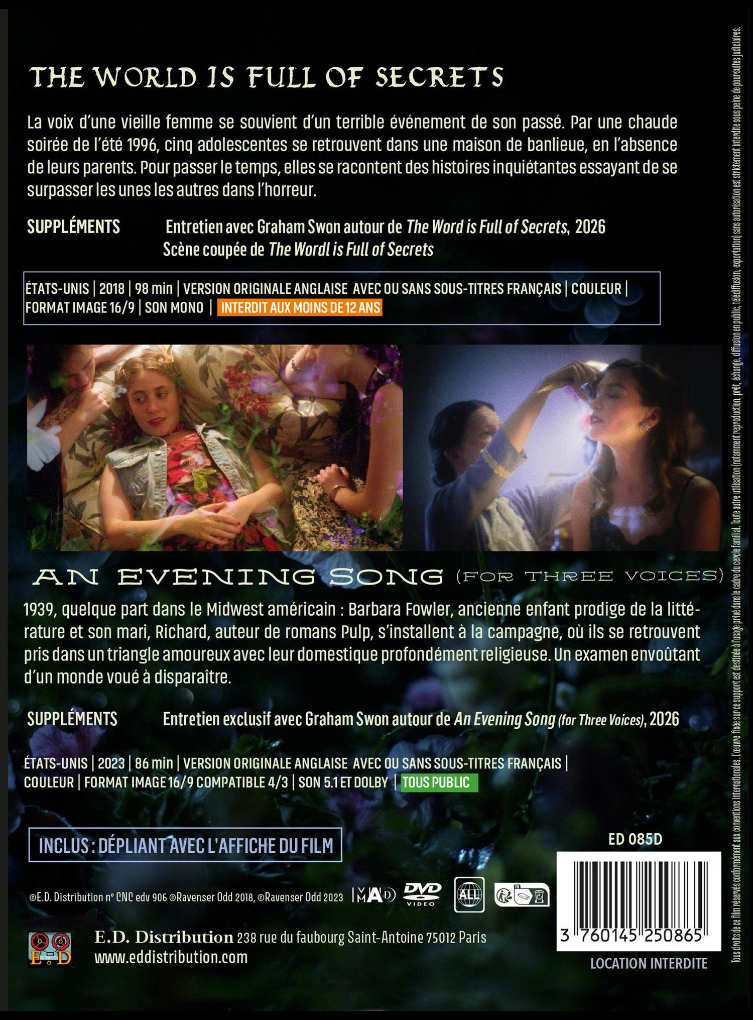 Deux films de Graham Swon : The World is Full of Secrets + An Evening Song (for Three Voices) [DVD]