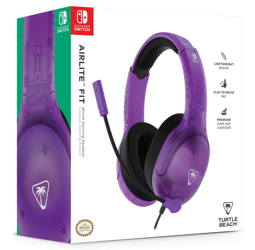 Turtle Beach - Casque de jeu filaire Airlite Fit Ghost Purple pour Nintendo Switch, Switch Lite et Switch modèle OLED
