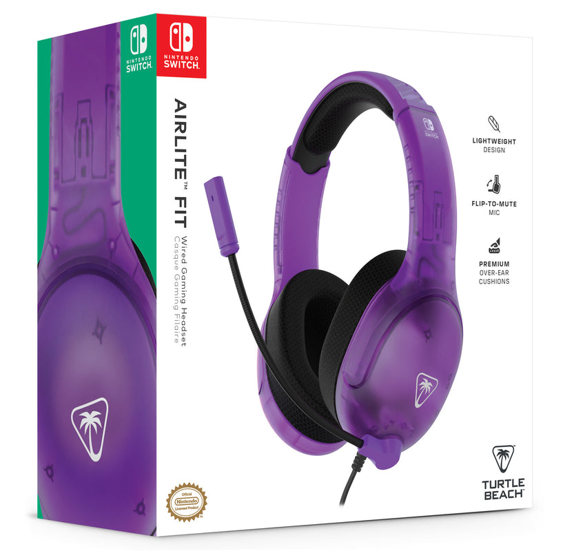 Turtle Beach - Casque de jeu filaire Airlite Fit Ghost Purple pour Nintendo Switch, Switch Lite et Switch modèle OLED