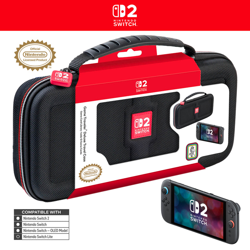 Pochette de transport Deluxe Game Traveler noire pour Nintendo Switch 2, Switch et Switch OLED