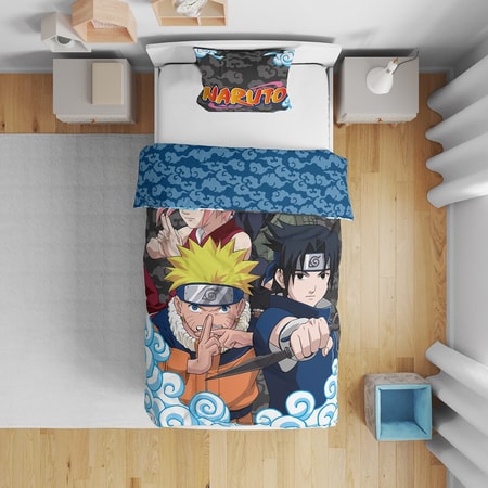Naruto - Parure de lit en microfibre Team 7 (200x140cm + 63x63cm) - flash vidéo