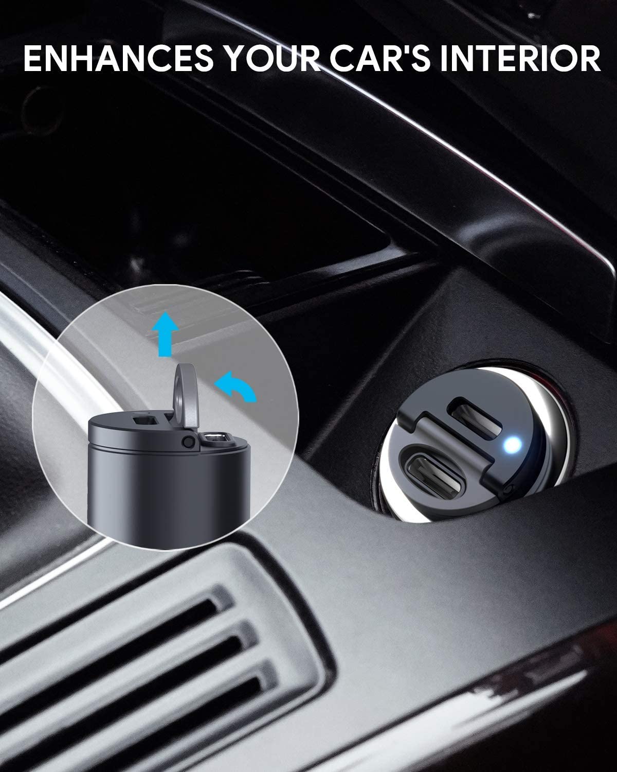 Aukey - Chargeur de voiture USB-C 30W à 2 ports Nano Series - flash vidéo