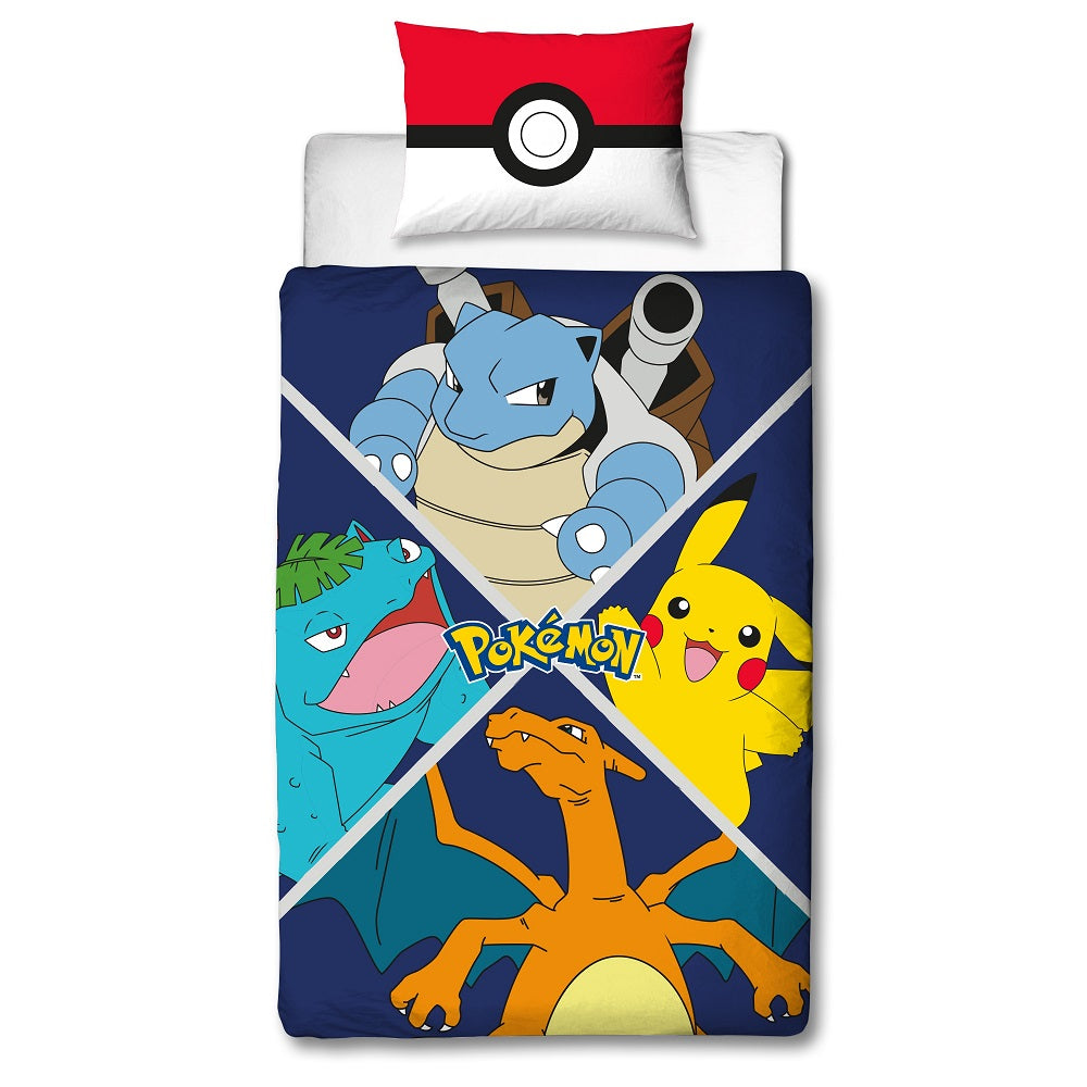 Pokémon - Parure de lit en microfibre Starter Evolution II (140x200cm + 63x63cm) - flash vidéo