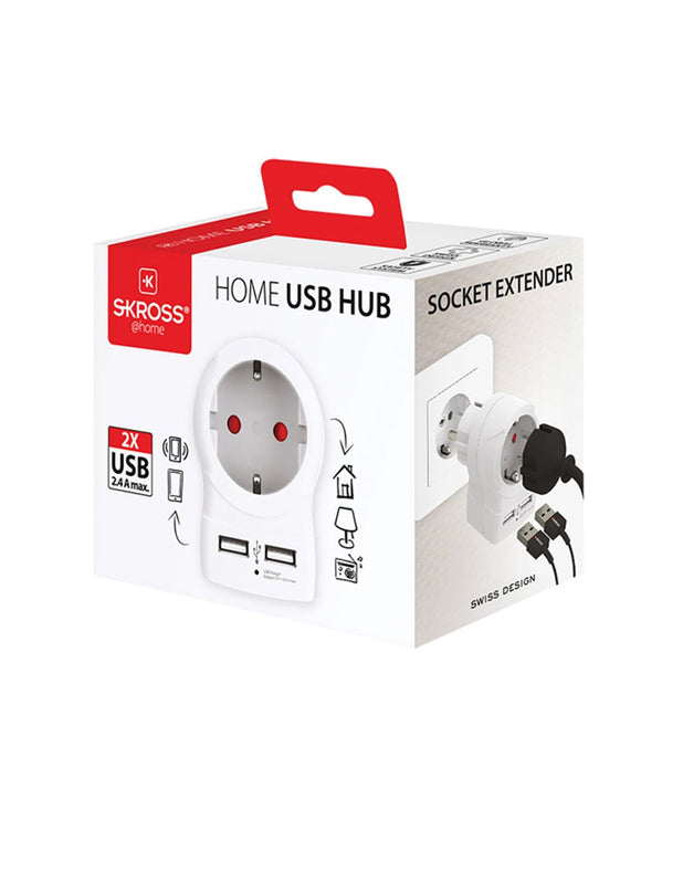 Skross - World Travel Adapter Europe to Europe + 2 USB