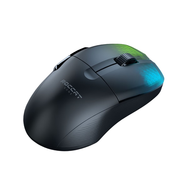 Roccat - Souris de jeu sans-fil optique RGB hyperlégère, ergonomique et ultraperformante Kone Pro Air Noire - flash vidéo