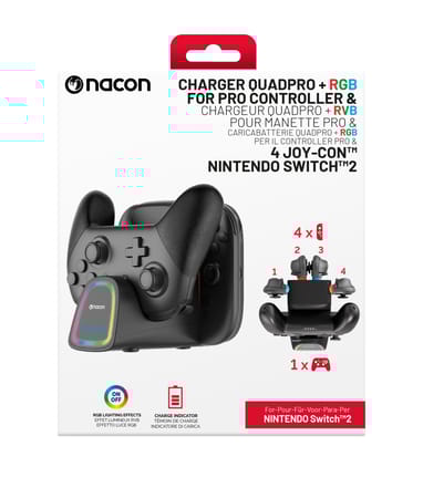Chargeur Quadpro + RVB pour Manette Pro et 4 Joy-Con Nintendo Switch 2