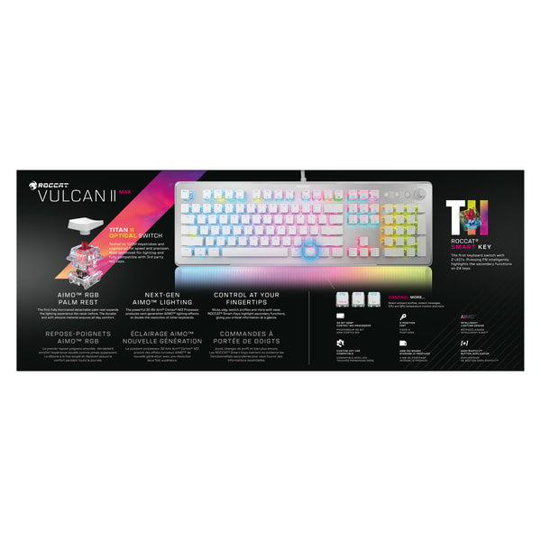 Roccat - Clavier de jeu RGB optique Vulcan II Max Blanc - Disposition Qwerty US - flash vidéo