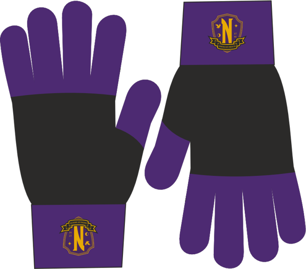 Netflix - Mercredi - Gants - Logo Nevermore - flash vidéo