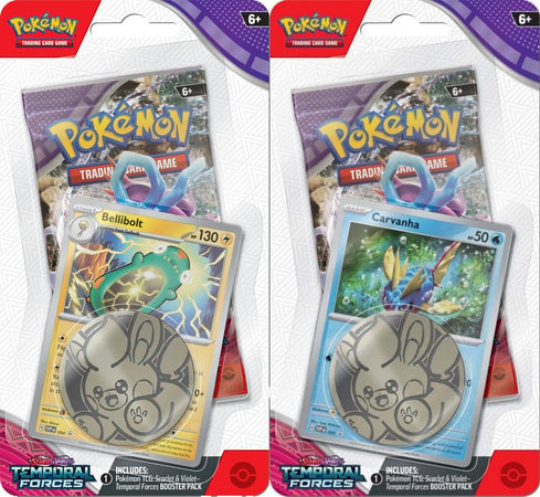 Pokémon TCG - Scarlet & Violet - Temporal Forces Checklane Bellibolt & Carvanha (1 random blister) - flash vidéo
