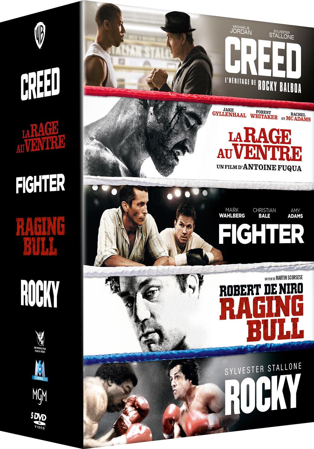 Coffret : Rocky + Creed + Raging Bull + Fighter + La Rage au ventre [DVD]
