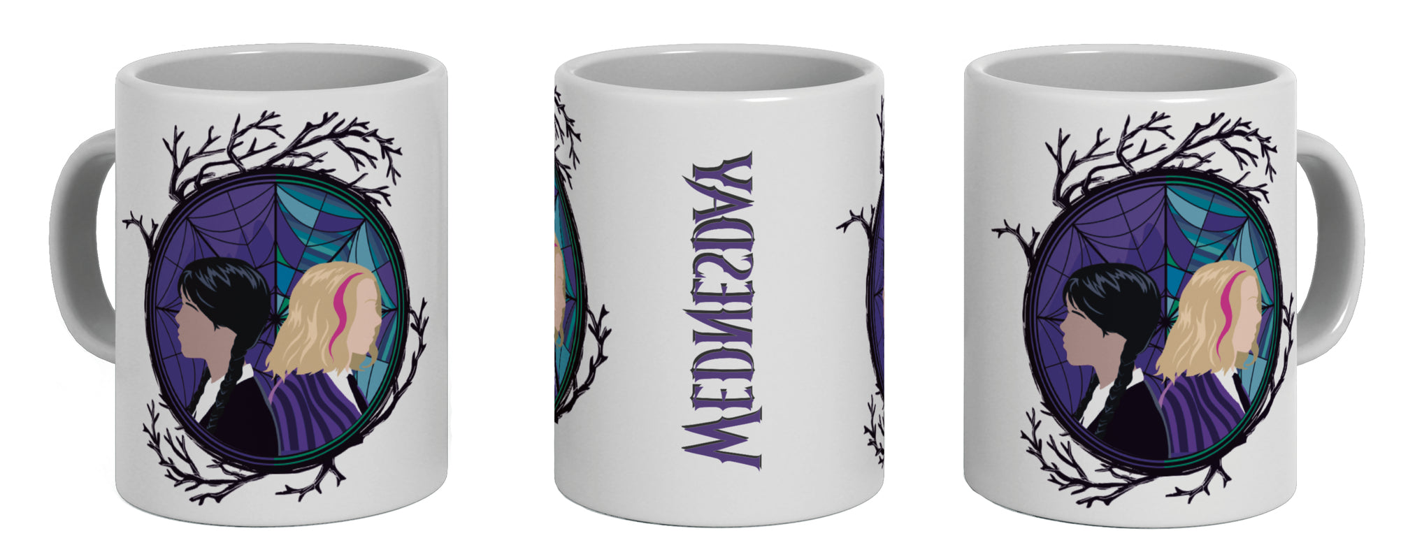 Netflix - Mercredi - Mug à sublimation - Mercredi fenêtre colorée