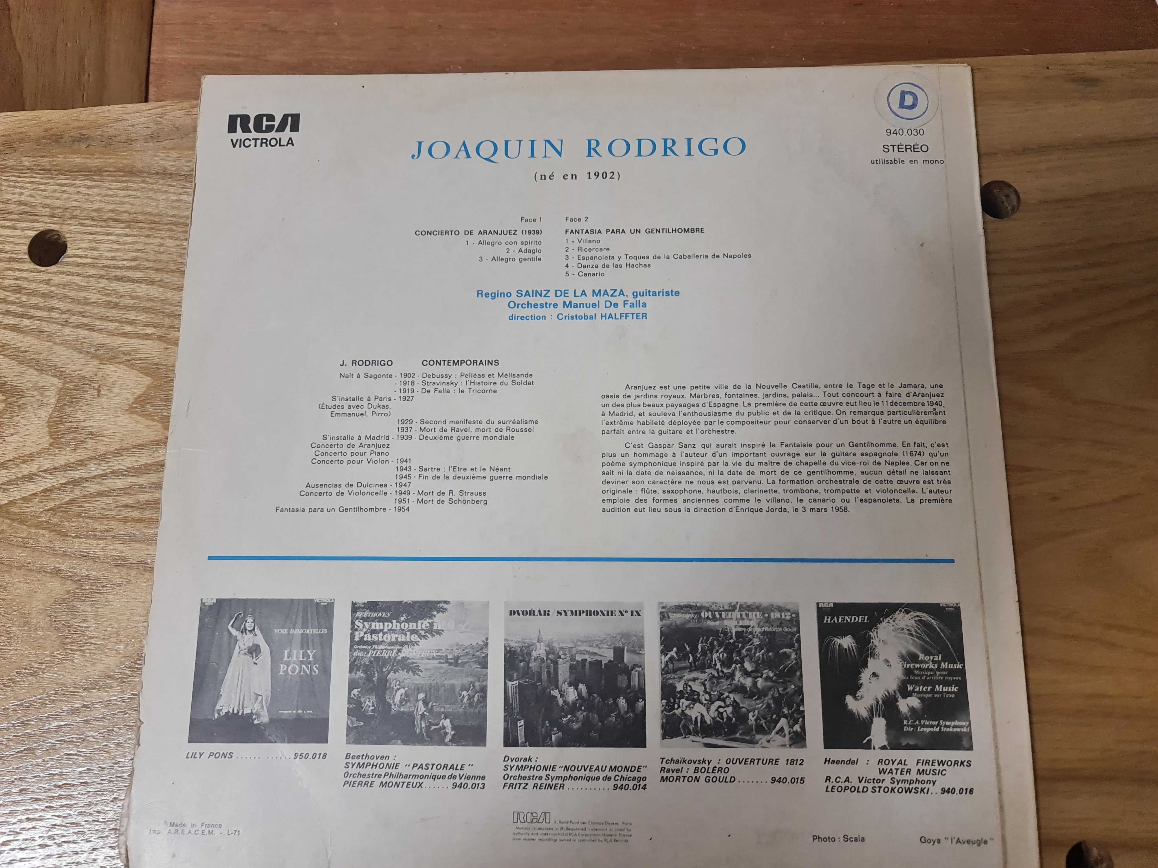 (Occasion) Joaquin Rodrigo Concerto de Aranjuez Fantasia para un gentilhombre [Vinyle 33Tours]