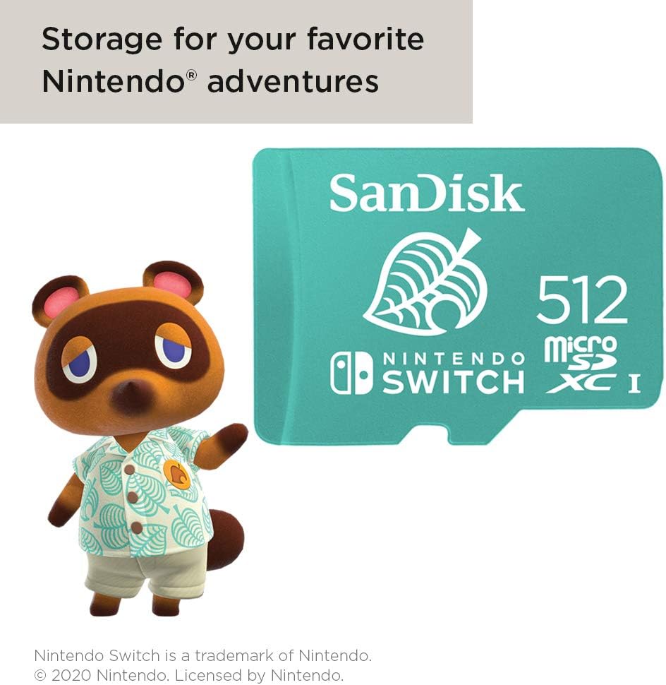 SanDisk - Carte mémoire microSDXC UHS-I 512 Go Edition Animal Crossing Leaf pour Nintendo Switch, Switch Lite et Switch OLED
