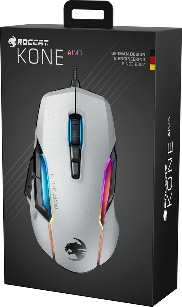 Roccat - Souris de jeu optique ergonomique ultra-confortable Kone AIMO Remastered Blanche - flash vidéo