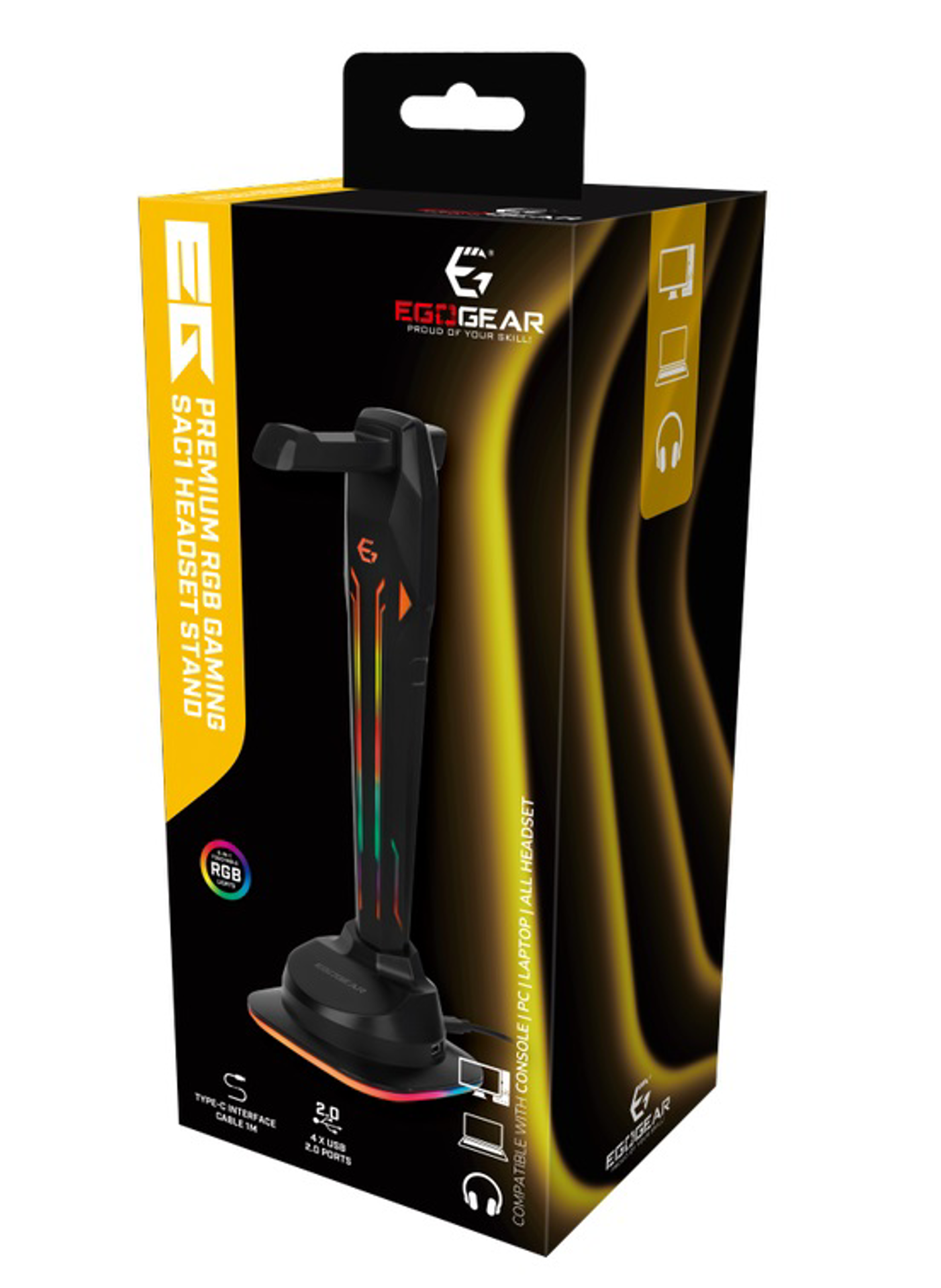 EgoGear - SAC1 - Hub USB universel et support pour casque de jeu RGB