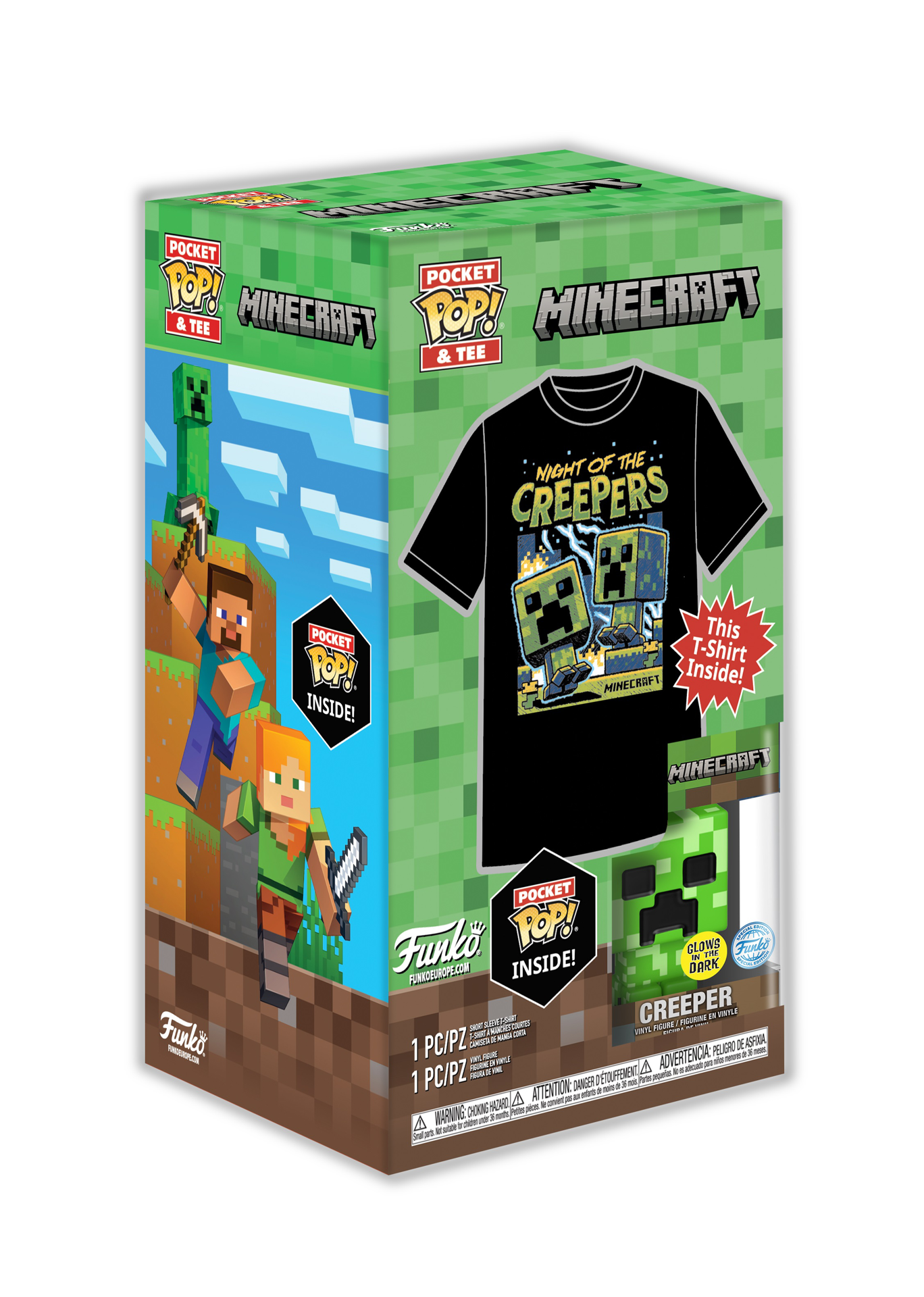 Funko Pocket Pop! & Tee: Minecraft - Blue Creeper - M - flash vidéo