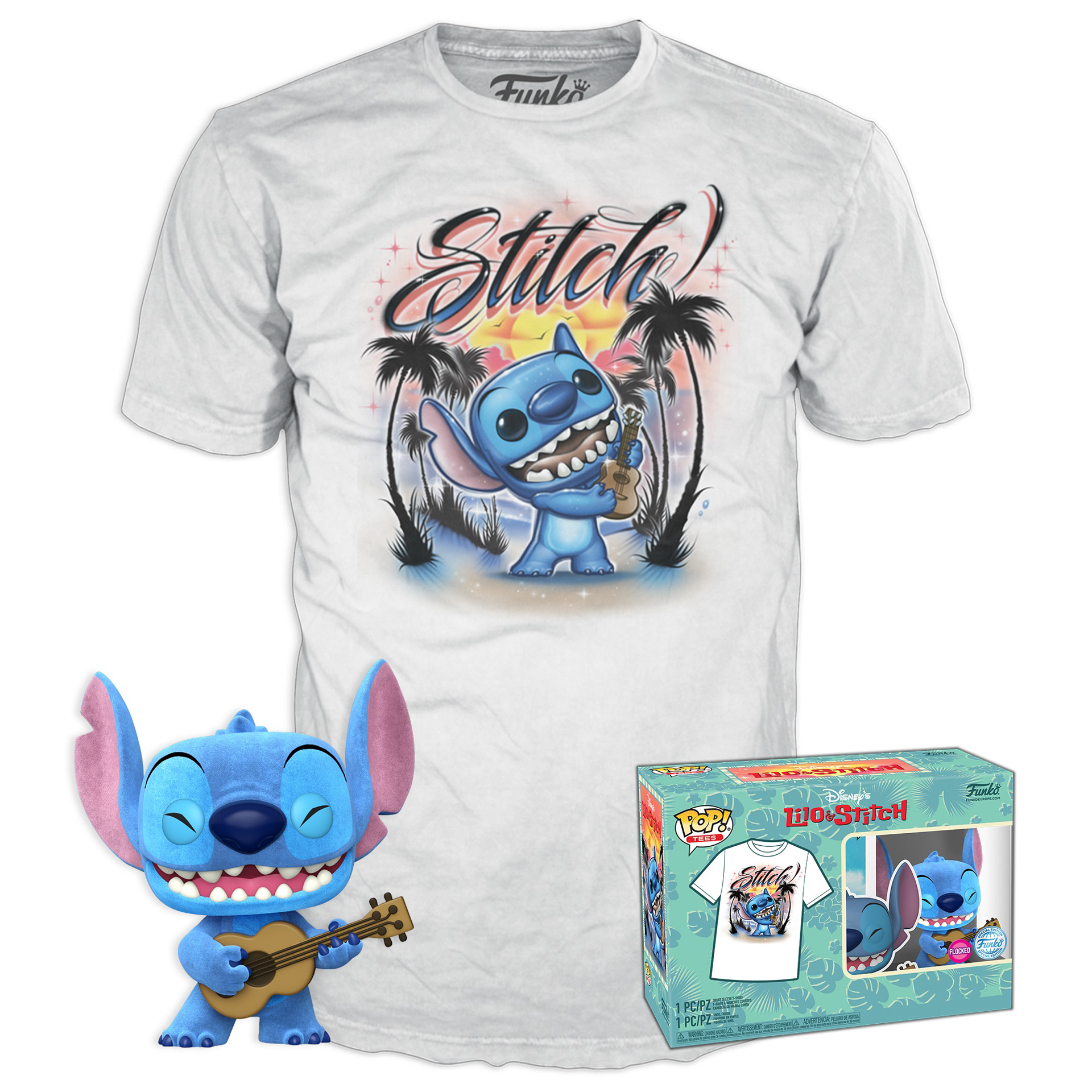 Funko Pop! & Tee: Lilo & Stitch - Ukulele Stitch (Flocked) - S - flash vidéo
