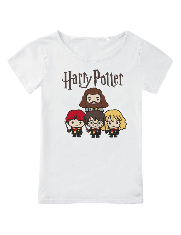 Harry Potter - T-Shirt Blanc Harry et ses amis - Fille 10 Ans