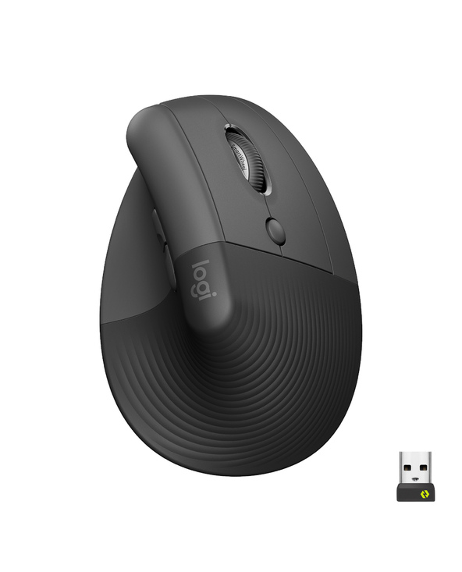 Logitech - Lift souris sans fil droitier ergonomique verticale - Graphite - 6 Boutons 4000 dpi - flash vidéo