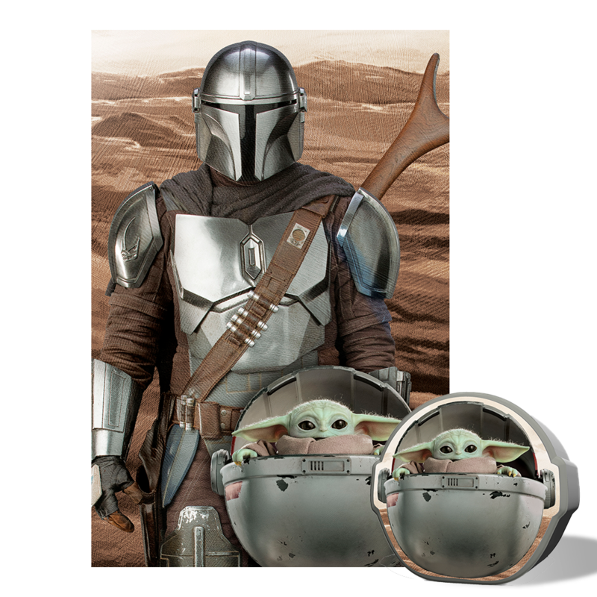 Star Wars: The Mandalorian - Puzzle lenticulaire Mando et Grogu avec boîte en métal 3D 300 pcs 46x31 cm