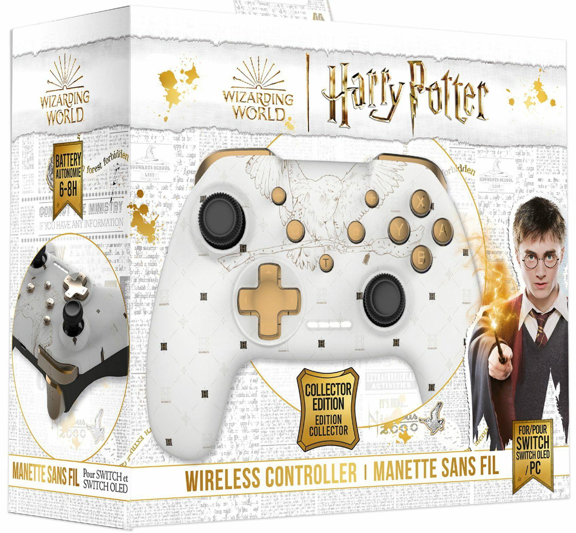 Harry Potter - Manette Sans Fil pour Nintendo Switch - Modèle Hedwige - Câble 1M