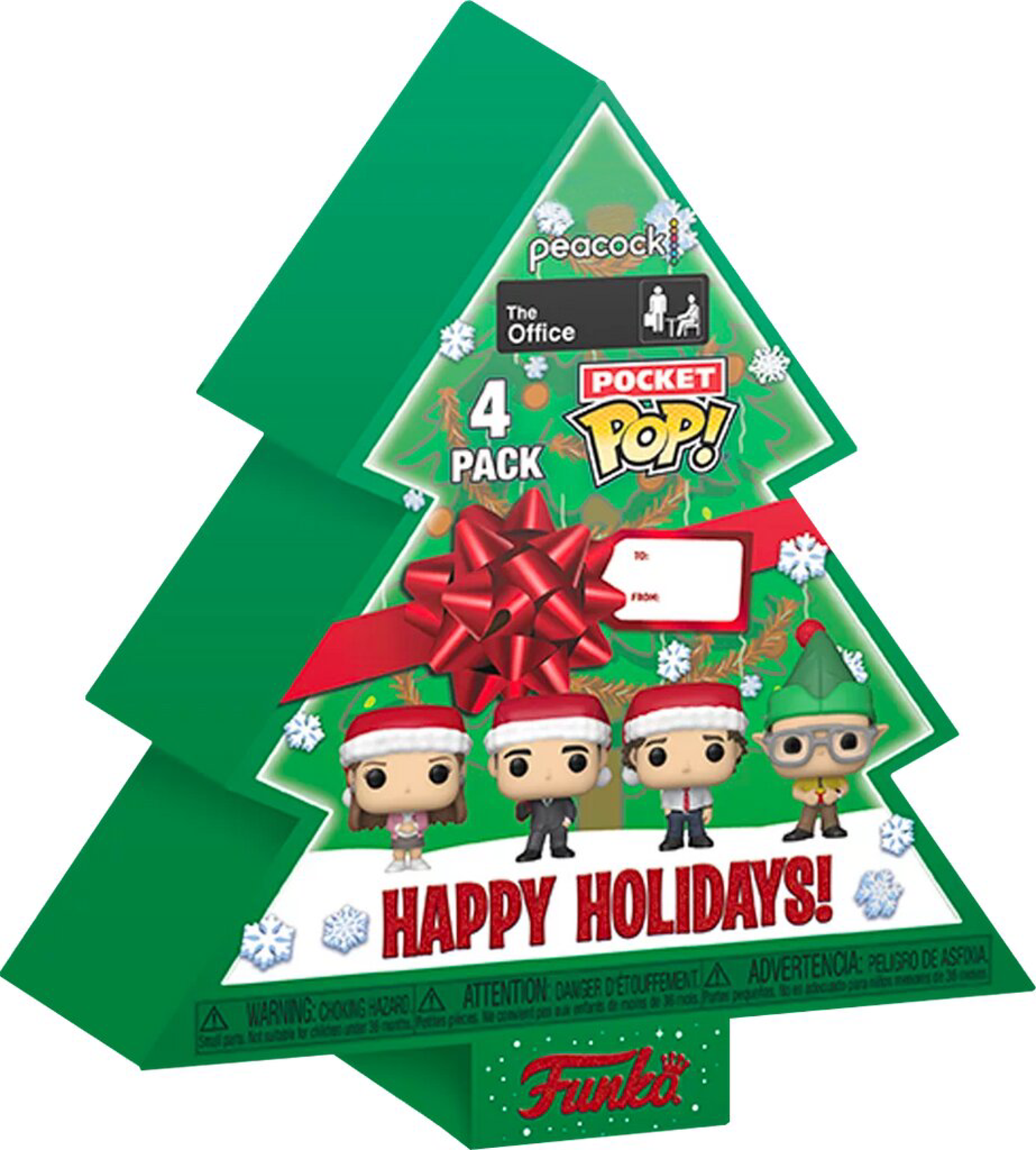 Funko Pocket Pop! Keychain 4-Pack: The Office - Happy Holidays Tree Box - flash vidéo