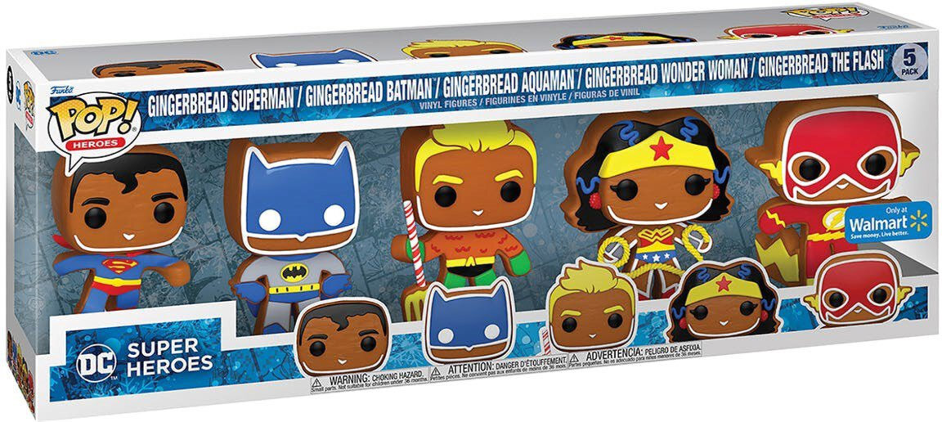 Funko Pop! 5-Pack: Heroes: DC Holiday - Gingerbread Superman / Gingerbread Batman / Gingerbread Aquaman / Gingerbread Wonder Woman / Gingerbread The Flash (Special Edition)