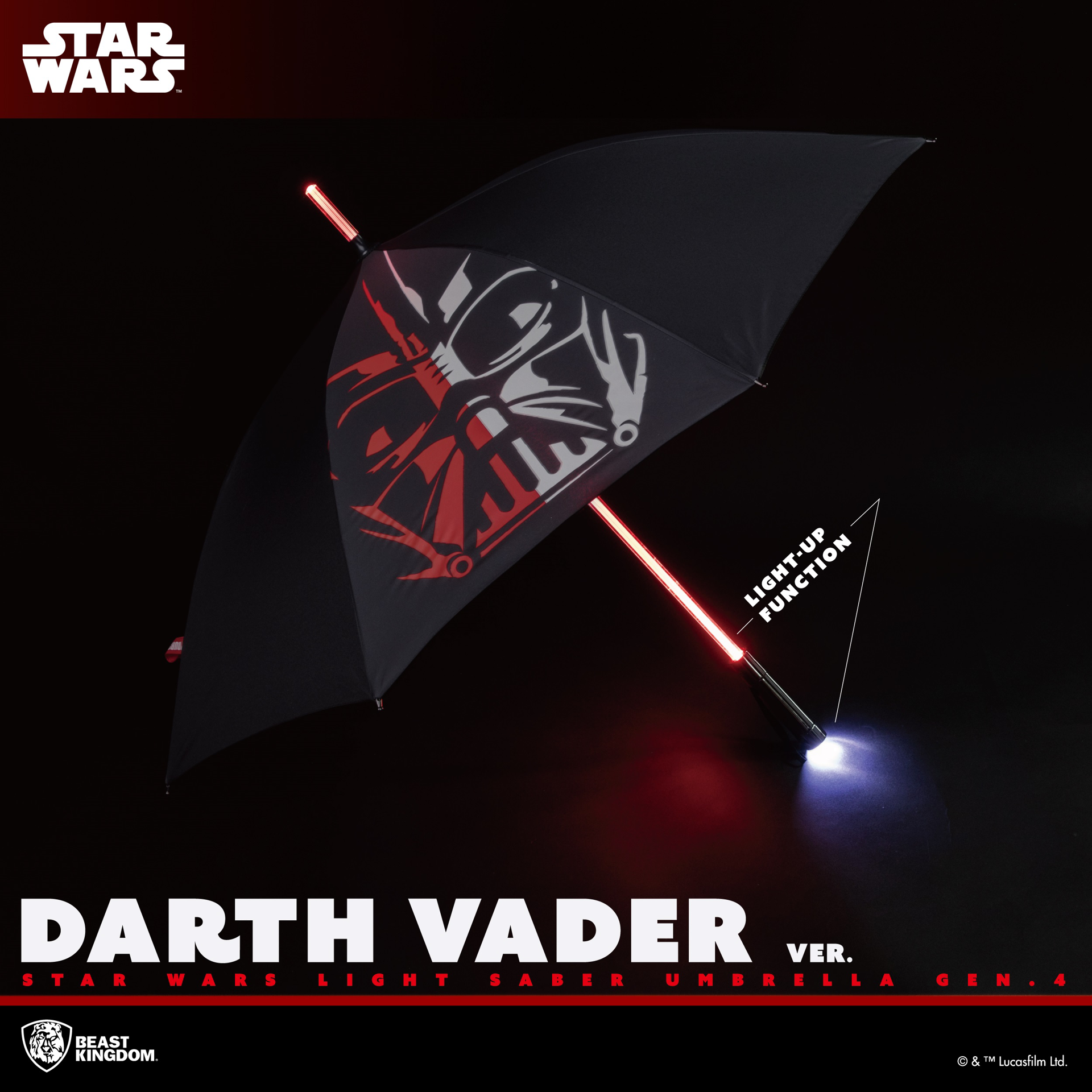 Star Wars - Parapluie Sabre Laser Gen.4 - Dark Vador - flash vidéo
