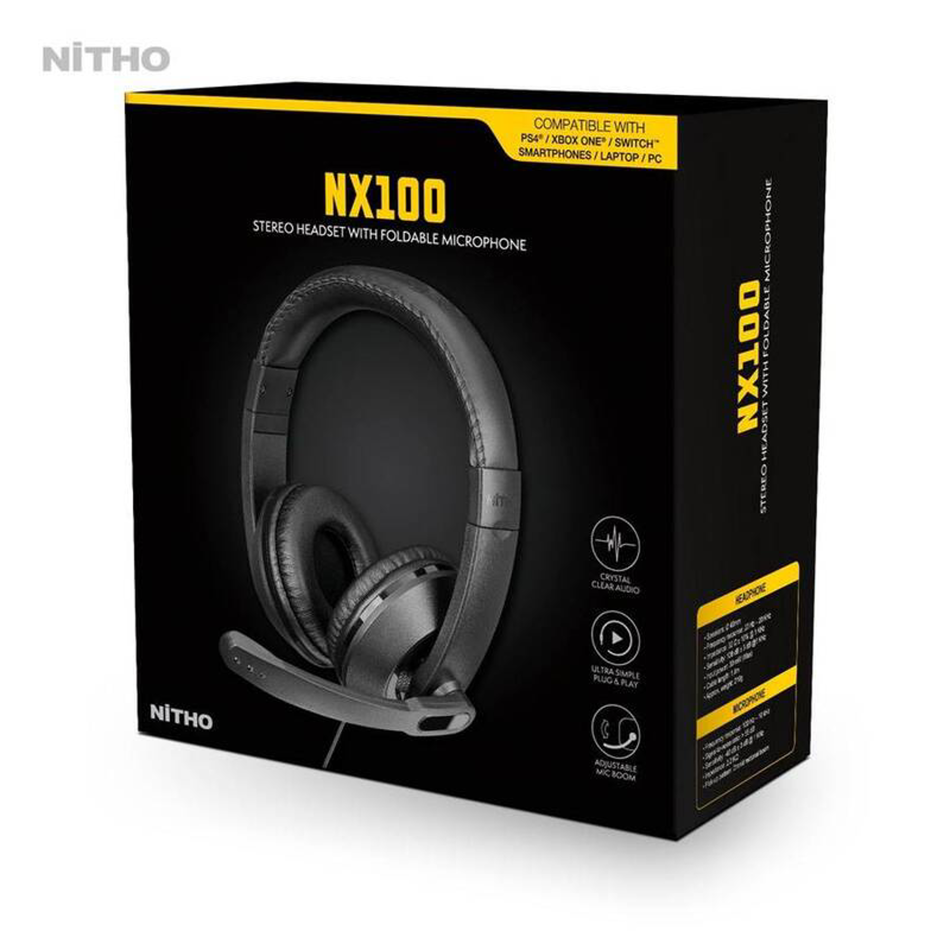 Nitho - Casque de jeu stéréo filaire NX100 Noir pour PC, PS4/PS5, Xbox, Nintendo Switch