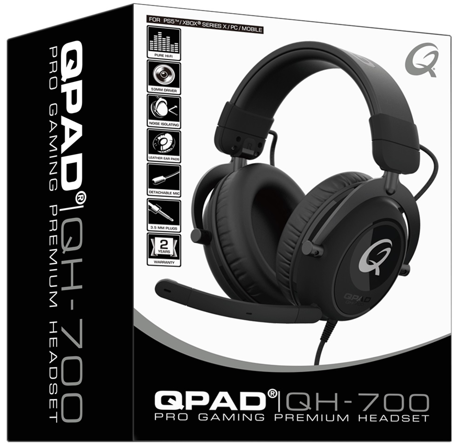 QPAD - QH-700 - Casque de jeu stéréo filaire Noir pour PC, PS4/PS5, Xbox One, Xbox Series S|X, Nintendo Switch