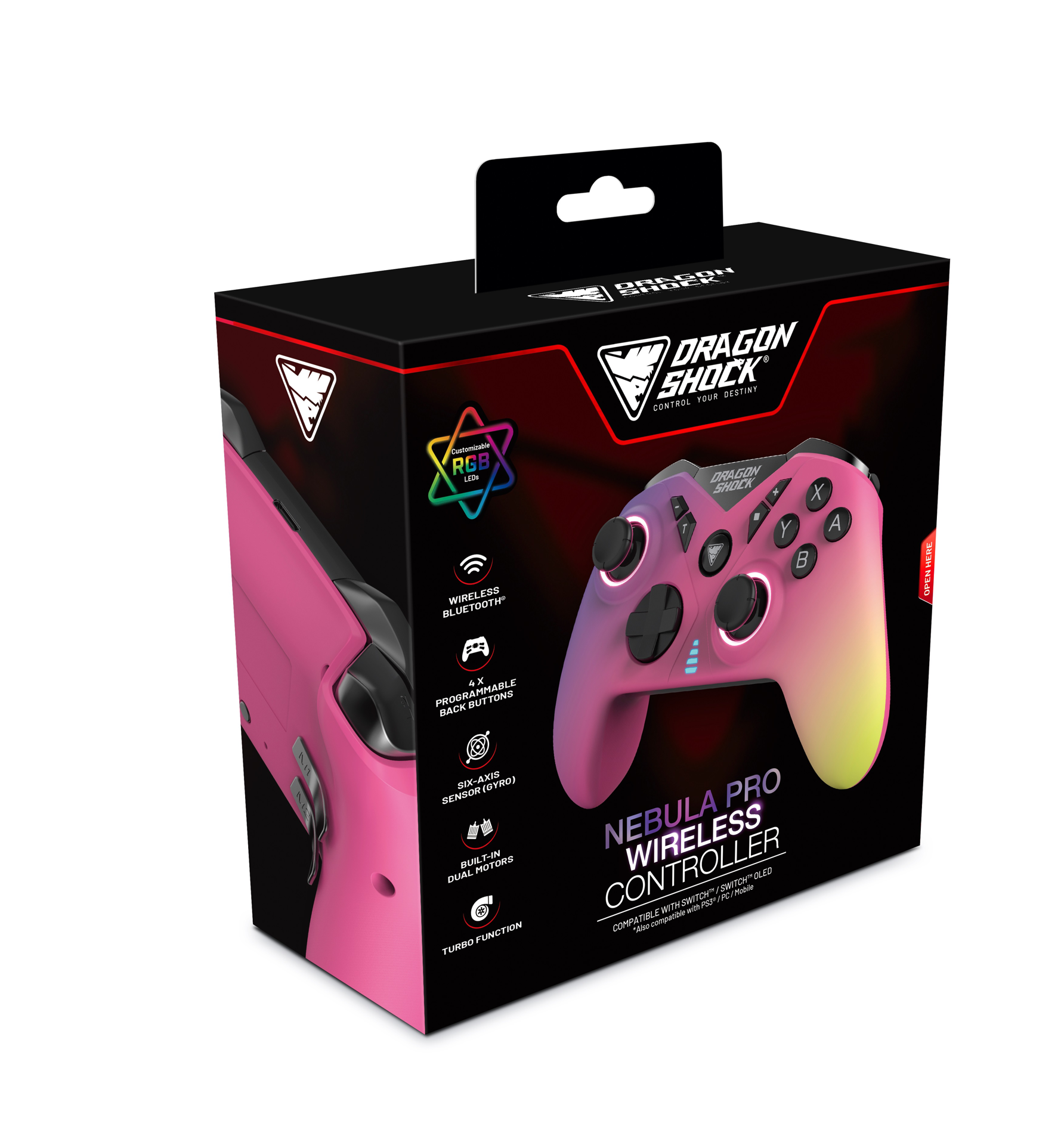 DragonShock - NEBULA ULTIMATE - Manette sans fil Pro Candy pour Nintendo Switch, Switch Lite, Switch OLED, PS3, PC et Android