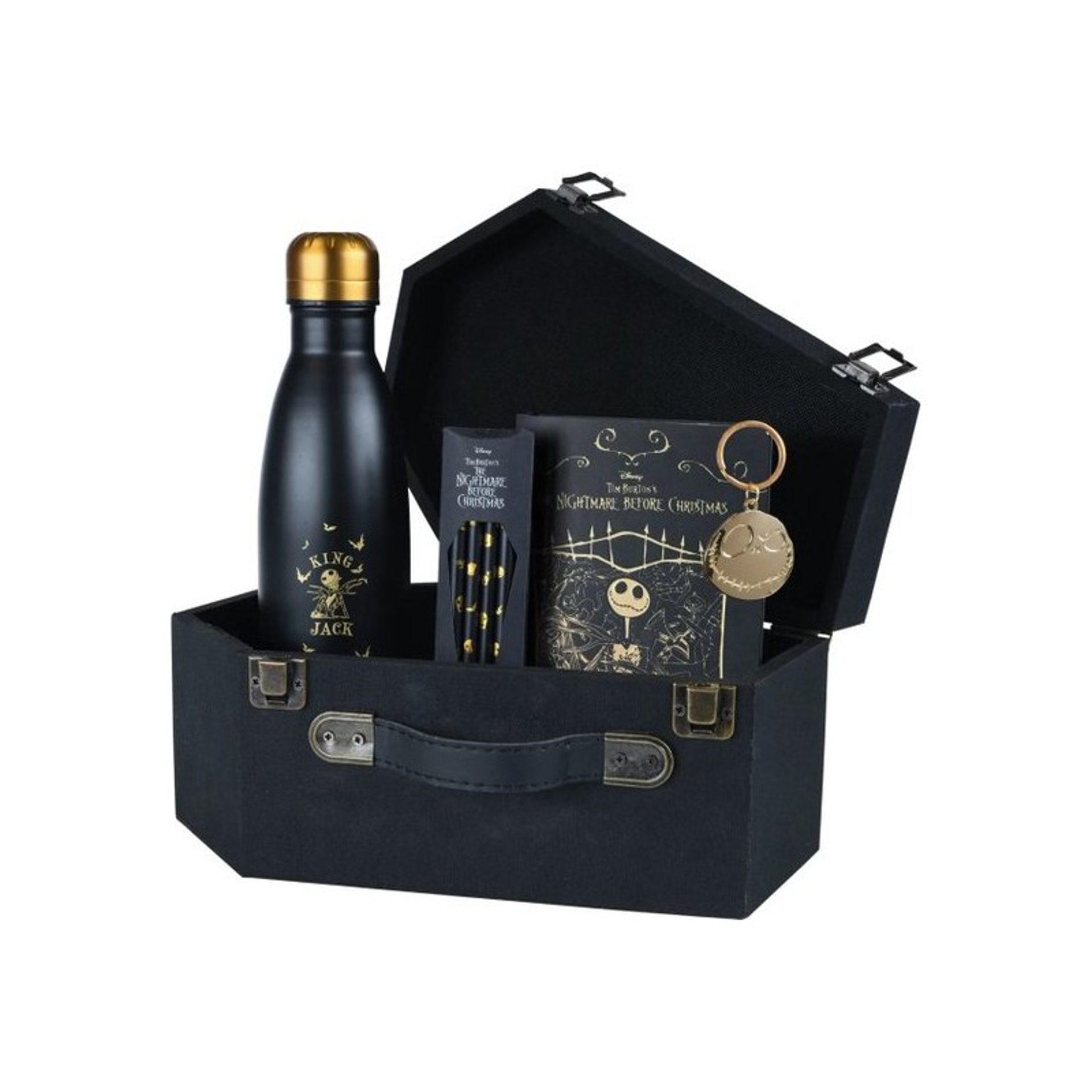 L'Étrange Noël de monsieur Jack - Coffret cadeau (Cercueil) : crayons, bouteille en métal, cahier et porte-clés