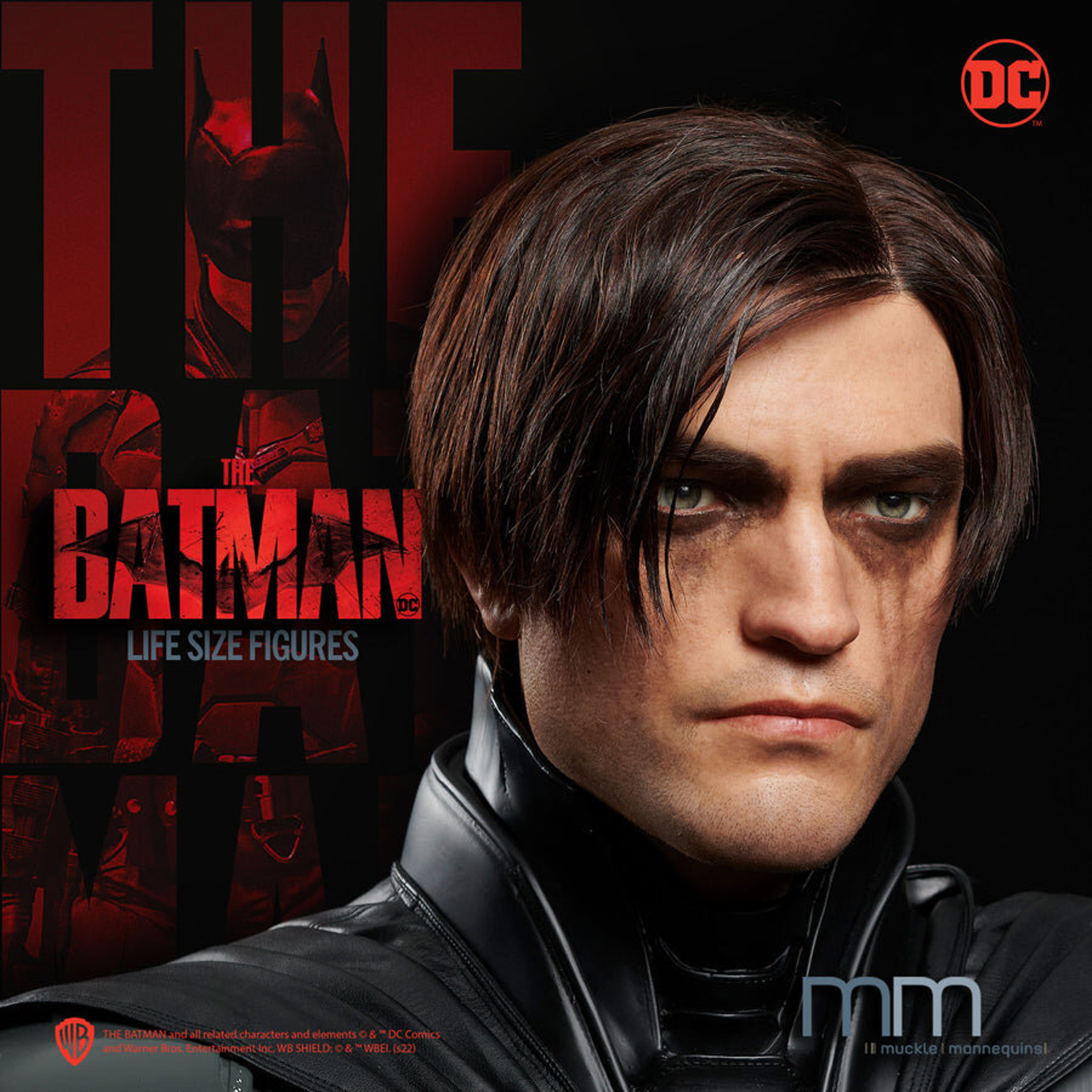 The Batman - Tête de Bruce Wayne en silicone haut de gamme avec des cheveux synthétiques - flash vidéo