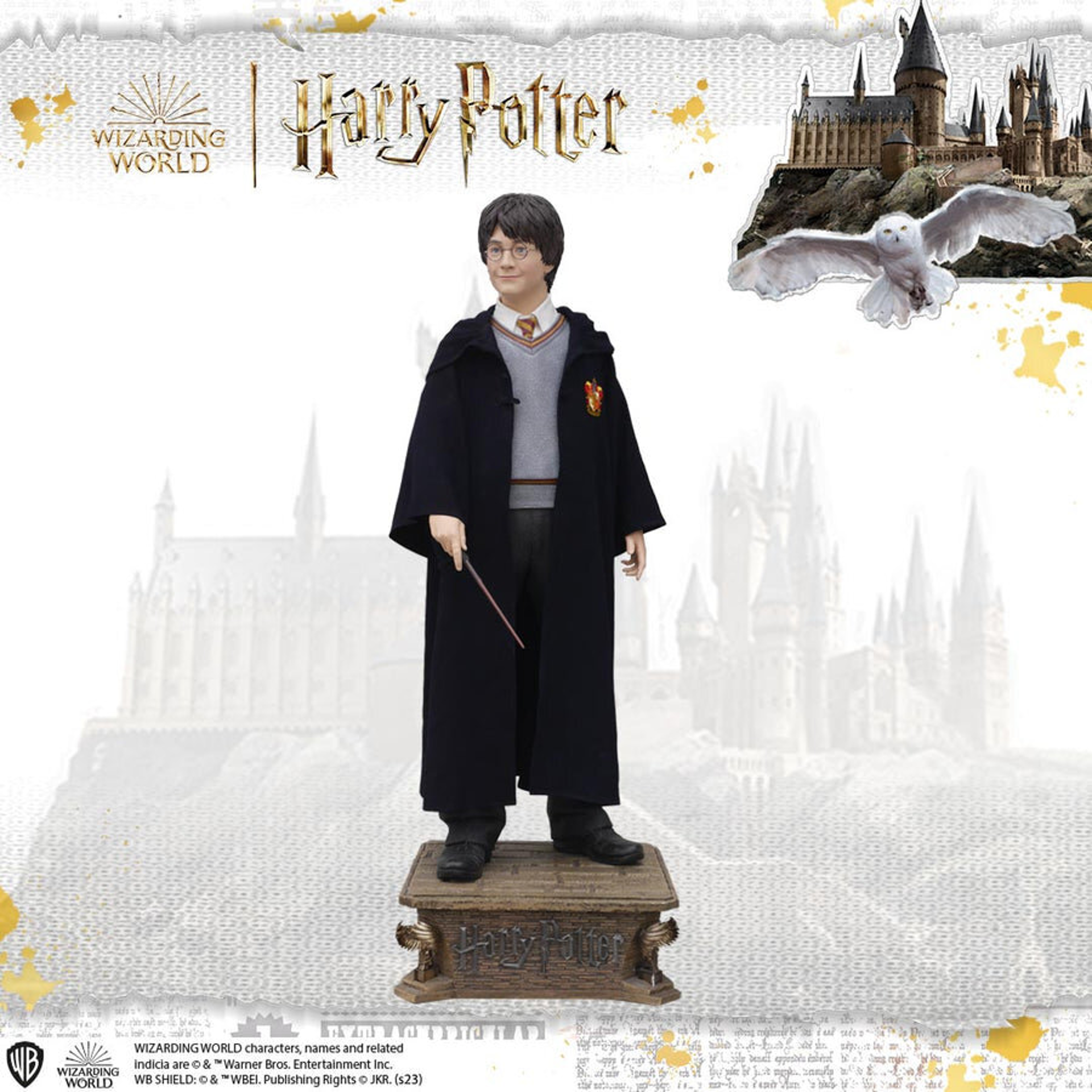 Harry Potter et la Chambre des secrets - Statue taille réelle Harry Potter (2 têtes + Cape et Base incluse)