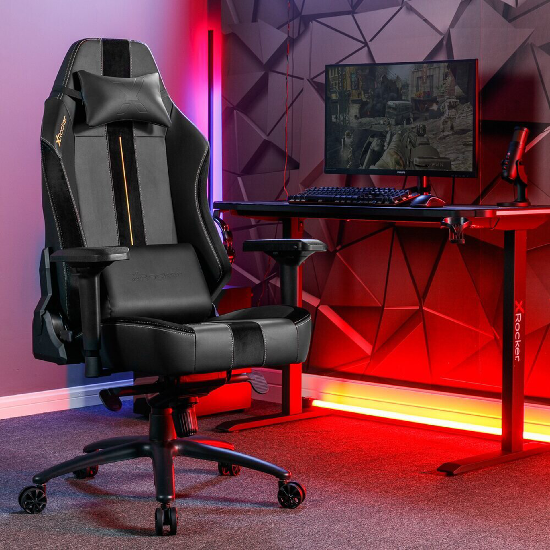 X Rocker - Chaise de bureau ergonomique Onyx Noire/Or