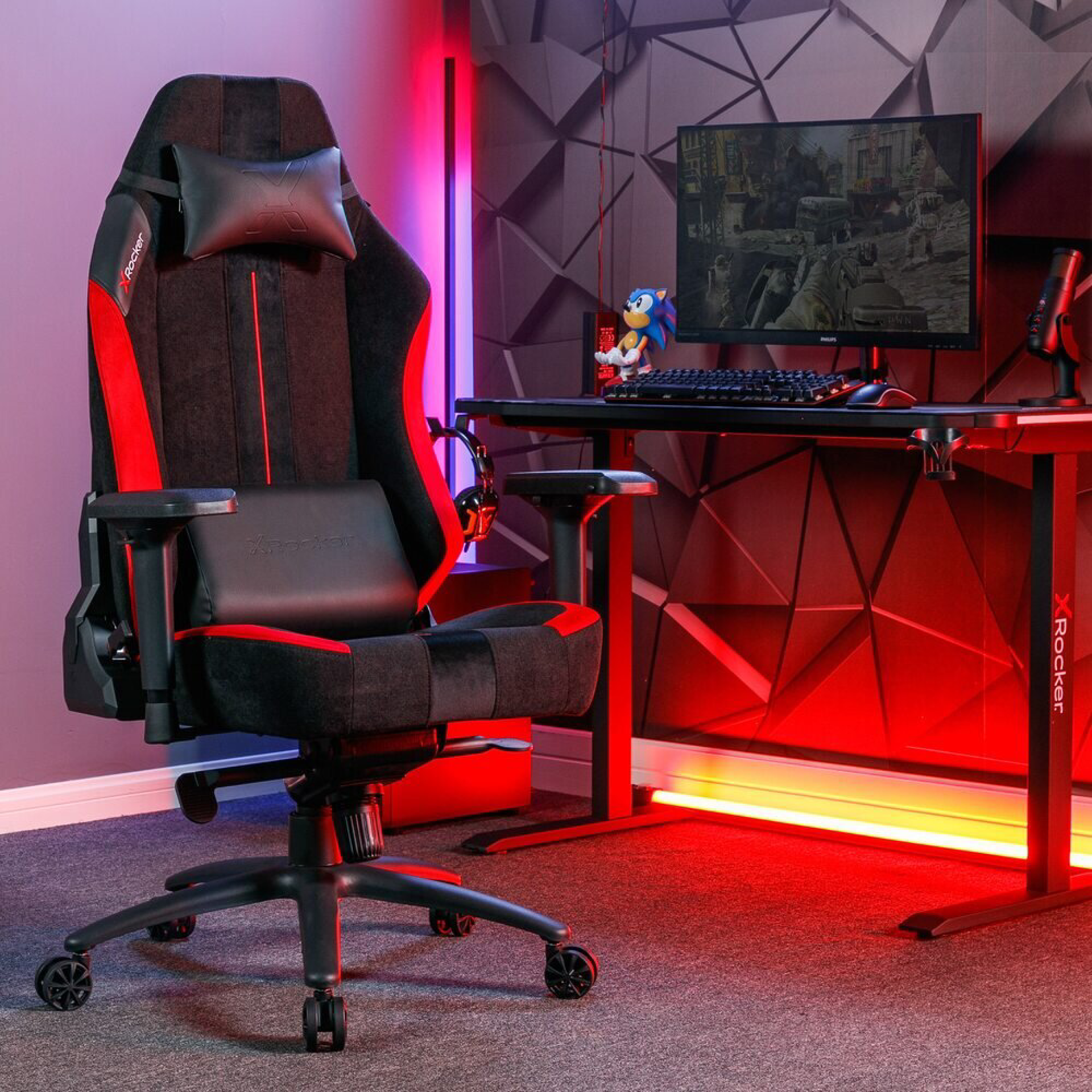 X Rocker - Chaise de bureau ergonomique Onyx Noire/Rouge