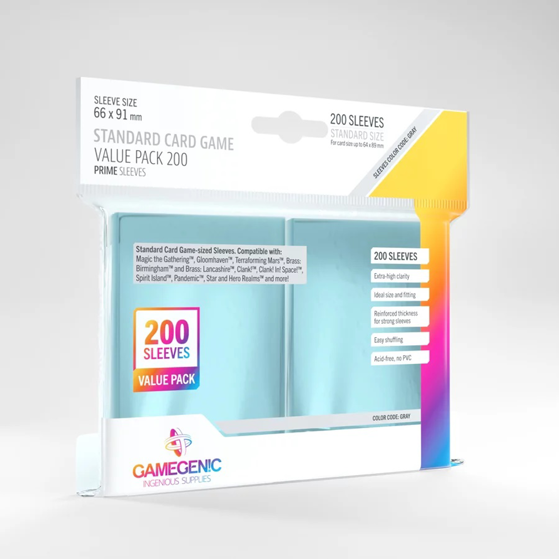 Prime Sleeves - Sachet de 200 protèges-cartes transparents standard 66 x 91 mm