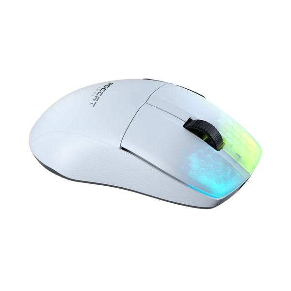 Roccat - Souris de jeu sans-fil optique RGB hyperlégère, ergonomique et ultraperformante Kone Pro Air Blanche - flash vidéo