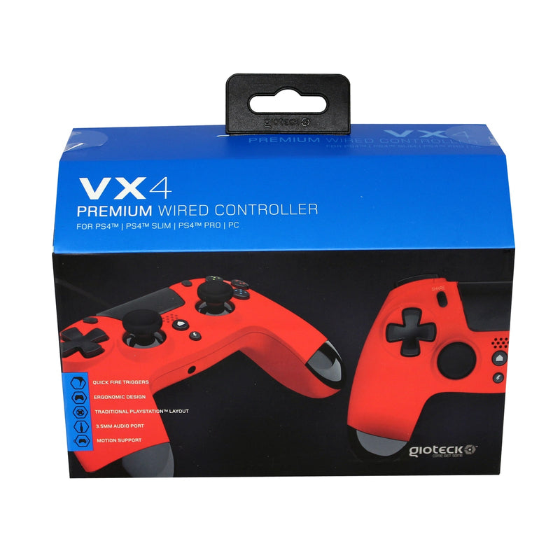 Gioteck - Manette filaire premium avec port mini-jack VX4 Rouge pour PS4 et PC