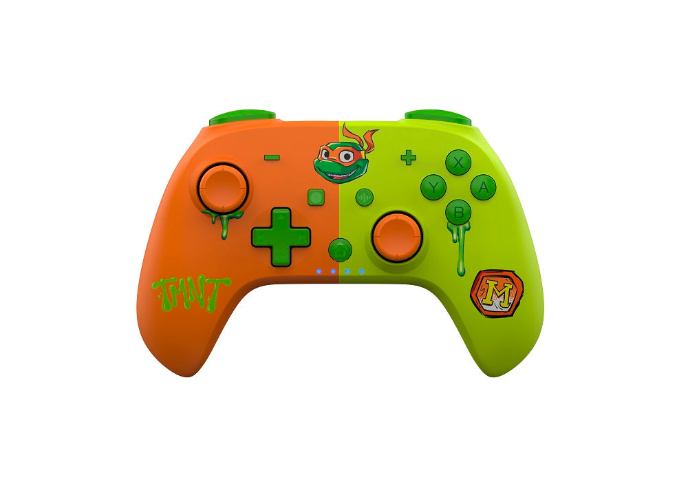 DragonShock - Manette sans fil Bluetooth PopTop+ TMNT Cowabunga Michelangelo pour Switch, Switch 2, PC et Mobile
