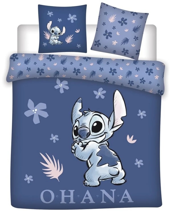 Lilo et Stitch - Housse de couette en 100% coton Ohana (240x220cm + 2x 63x63cm) - flash vidéo
