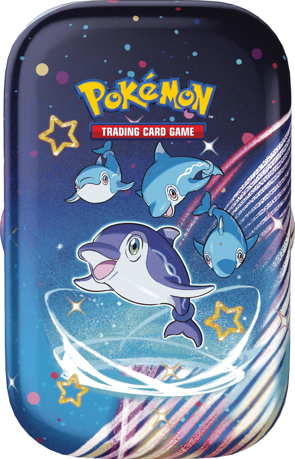 Pokémon TCG - Scarlet & Violet - Paldean Fates Mini Tin (Maushold / Smoliv / Tinkatink / Finizen / Flamigo - 1x random mini tin) - flash vidéo
