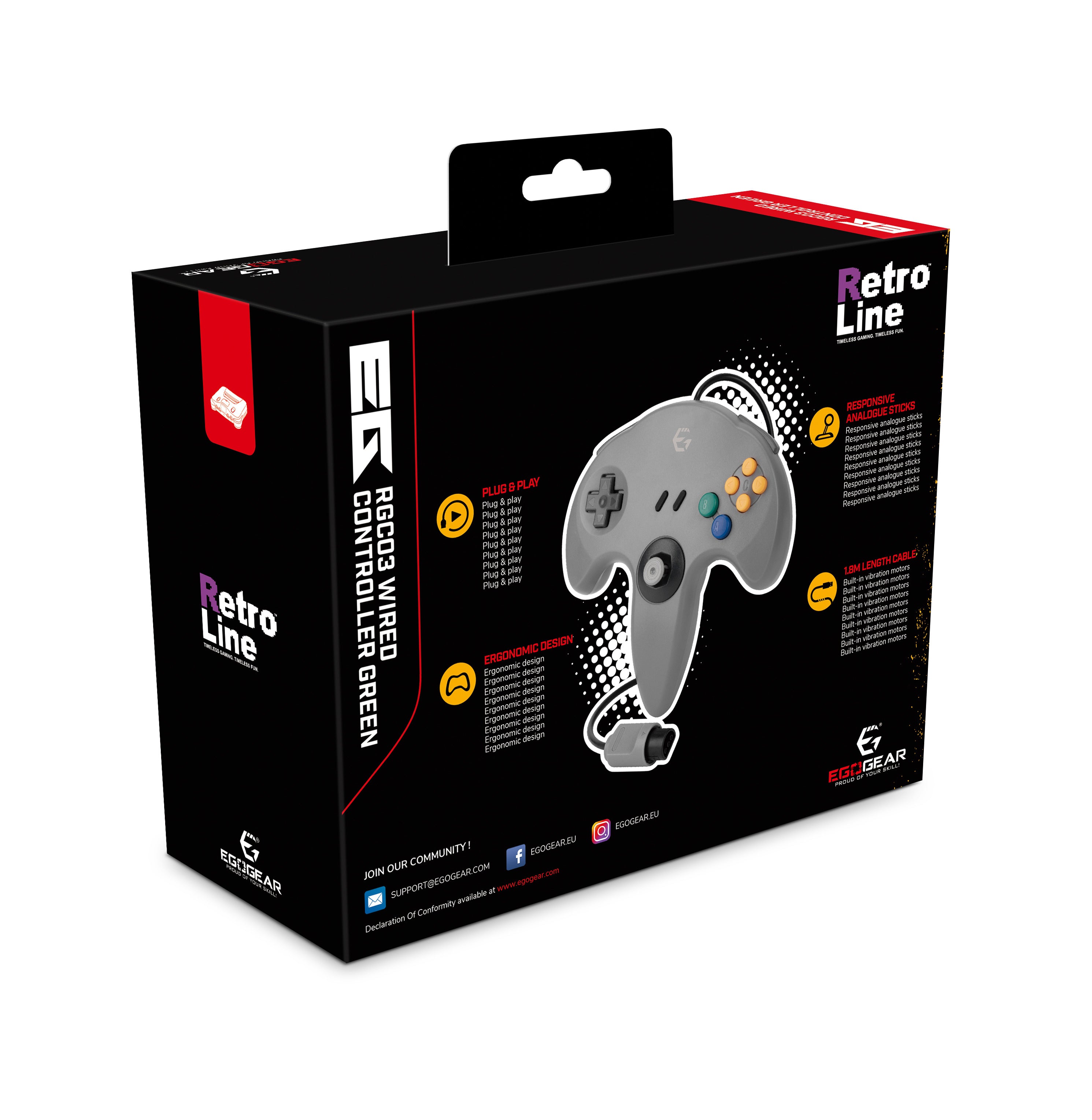 EgoGear - Manette filaire RGC03 Grise pour N64