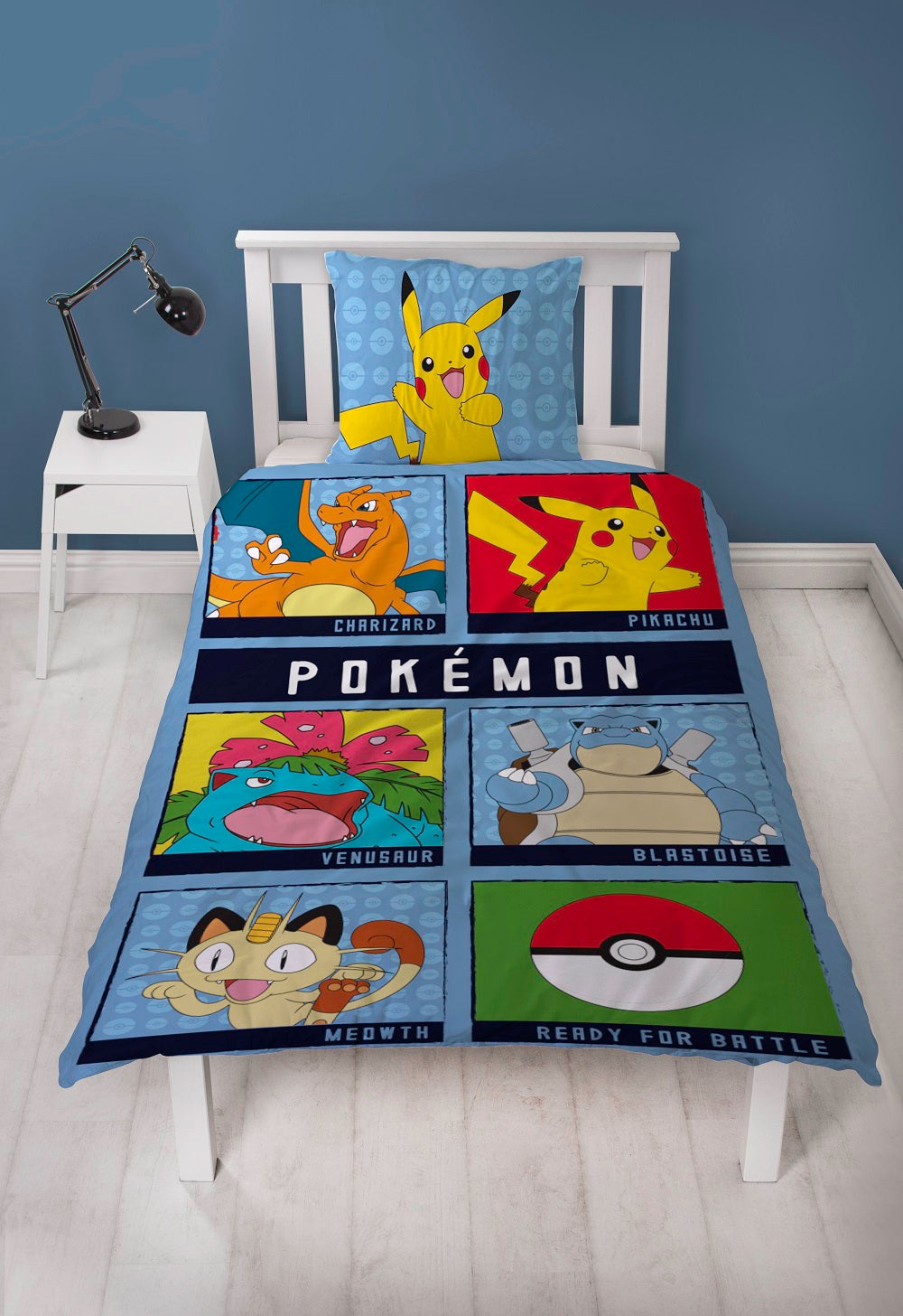 Pokémon - Parure de lit en microfibre "Ready for Battle" (140x200cm + 63x63cm) - flash vidéo