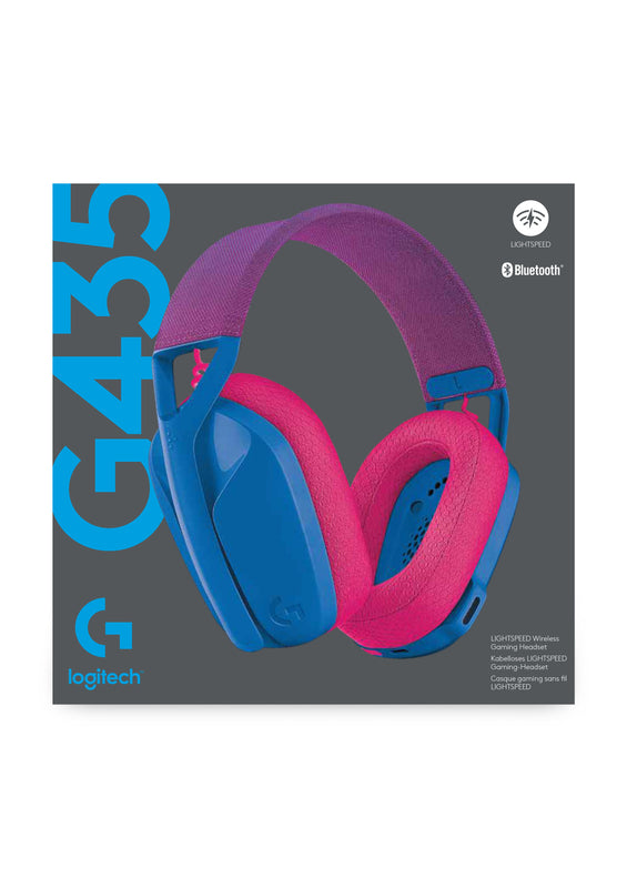 Logitech Casque de jeu sans fil Lightspeed G435 Bleu et Framboise pour PS5, PS4, PC et Mac