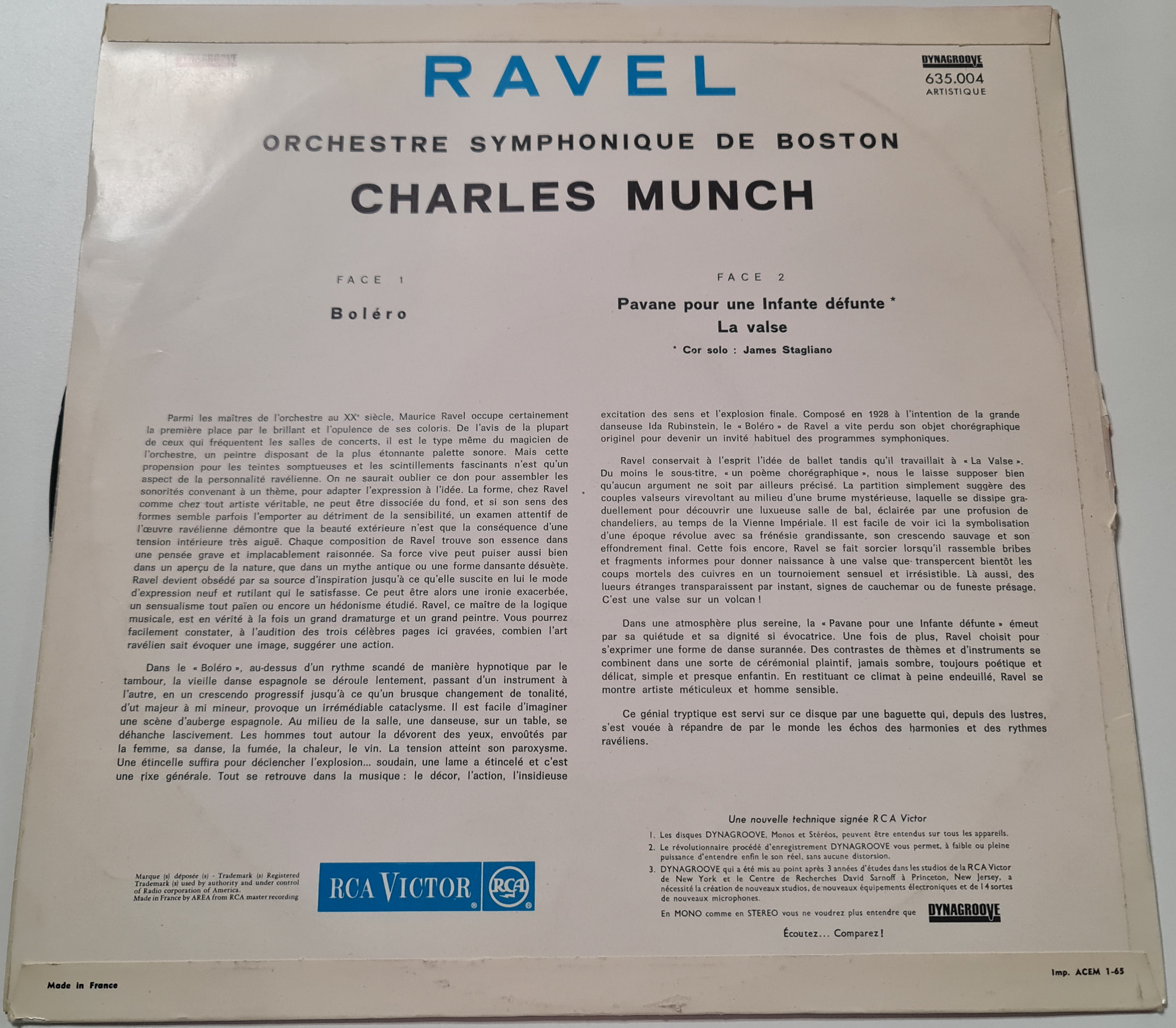 (Occasion) - Ravel, Charles Munch , Orchestre Symphonique De Boston–Bolero - La Valse - Pavane Pour Une Infante Défunte [Vinyle 33Tours]