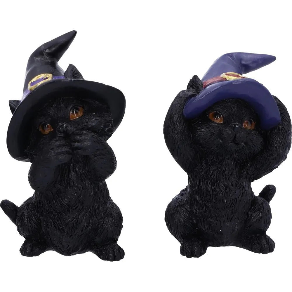 Three Wise Familiars - Figurines de chats noirs Ne pas voir, ne pas entendre, ne pas dire le Mal 9.2cm - flash vidéo