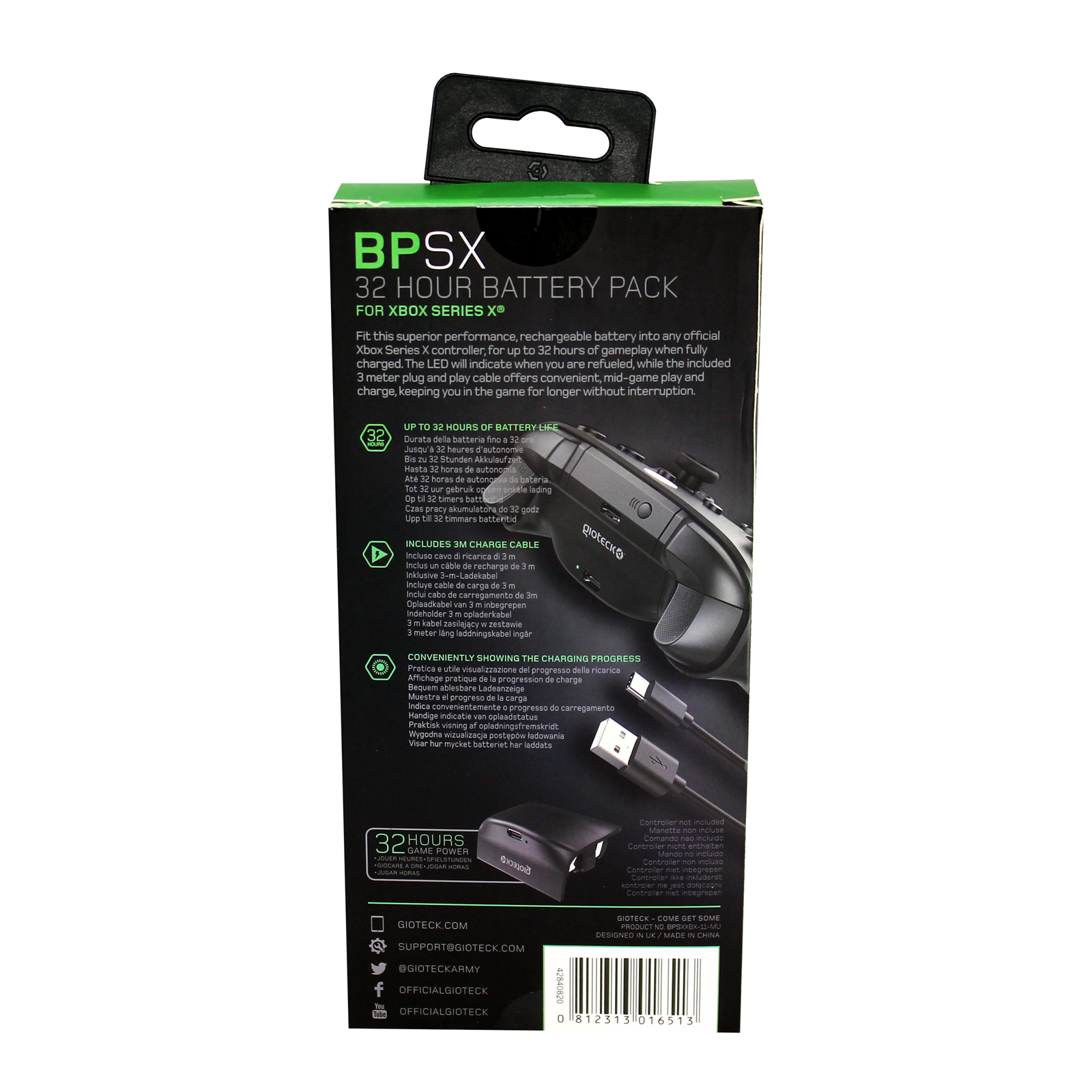 Gioteck - Pack de batterie BPSX noir pour Xbox Series - flash vidéo