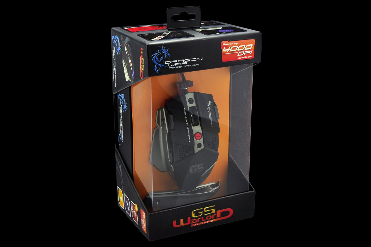 Dragonwar G5 Warlord 4000DPI souris de jeu RGB ergonomique et personnalisable avec 8 boutons - Noir