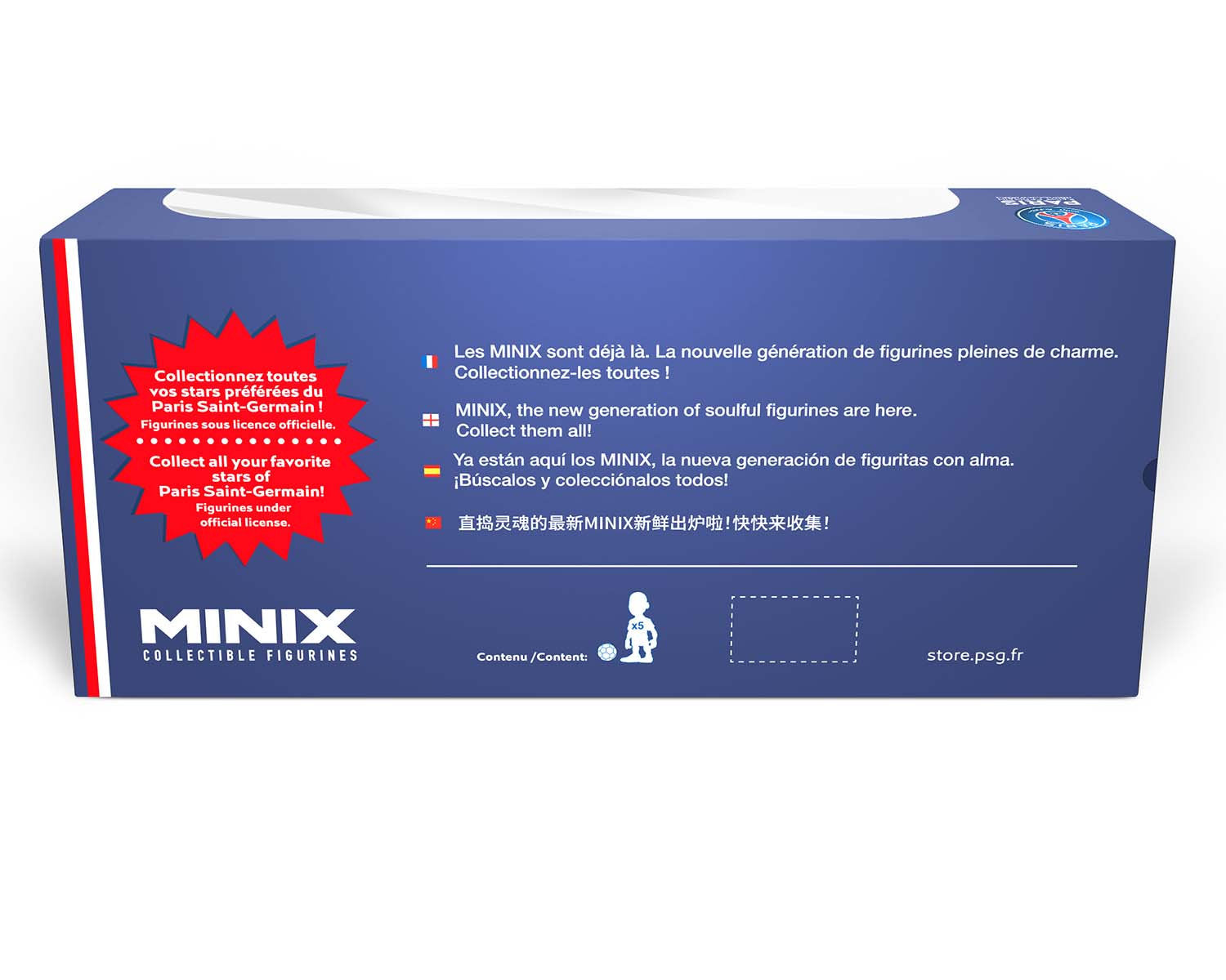 Minix - Football Stars - Pack de 5 PSG (Kang In Lee/Dembele/Zaire-Emery/Marquinhos/Donnarumma) - Figurines PVC 7 cm